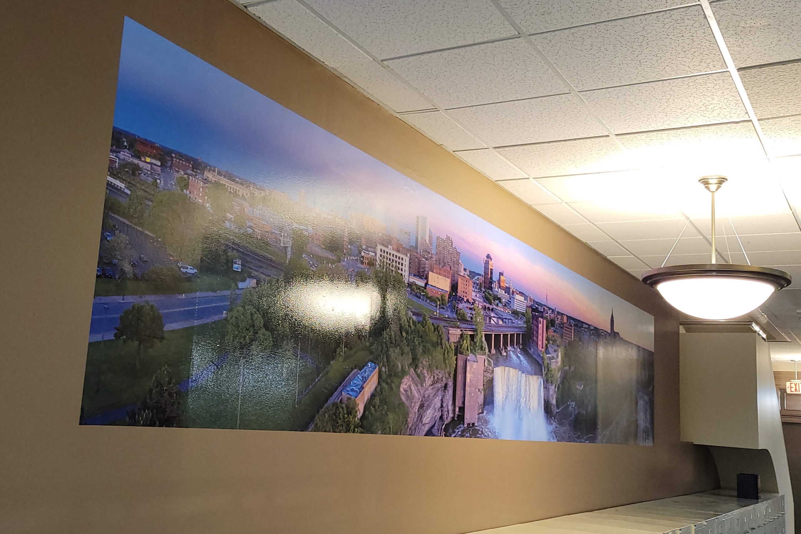 40-foot wall mural reception lobby sign